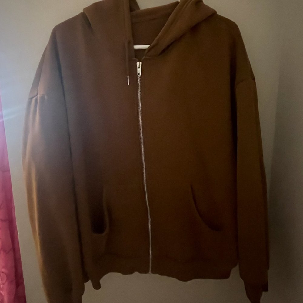 Brown shein zip up